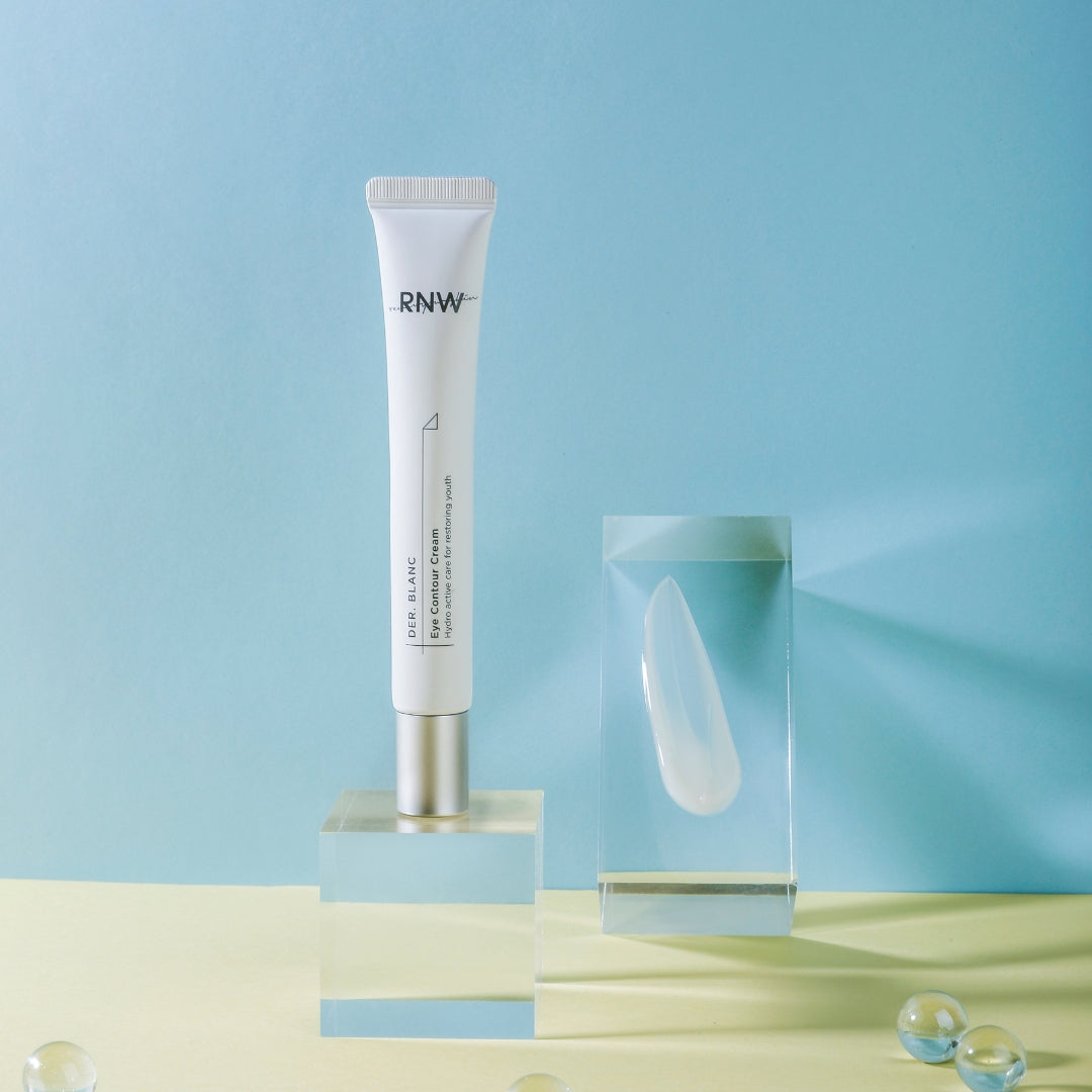 RNW Der. Blanc Eye Contour Cream 25ml, a skincare product in a sleek tube for hydrating and brightening the eye area.