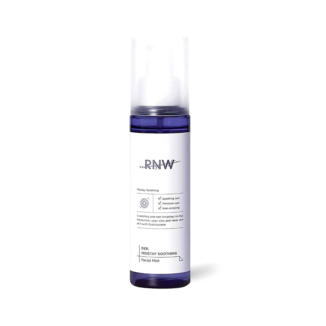 RNW Der. Moistay Soothing Facial Mist 100ml spray bottle with refreshing, calming mist for sensitive skin.