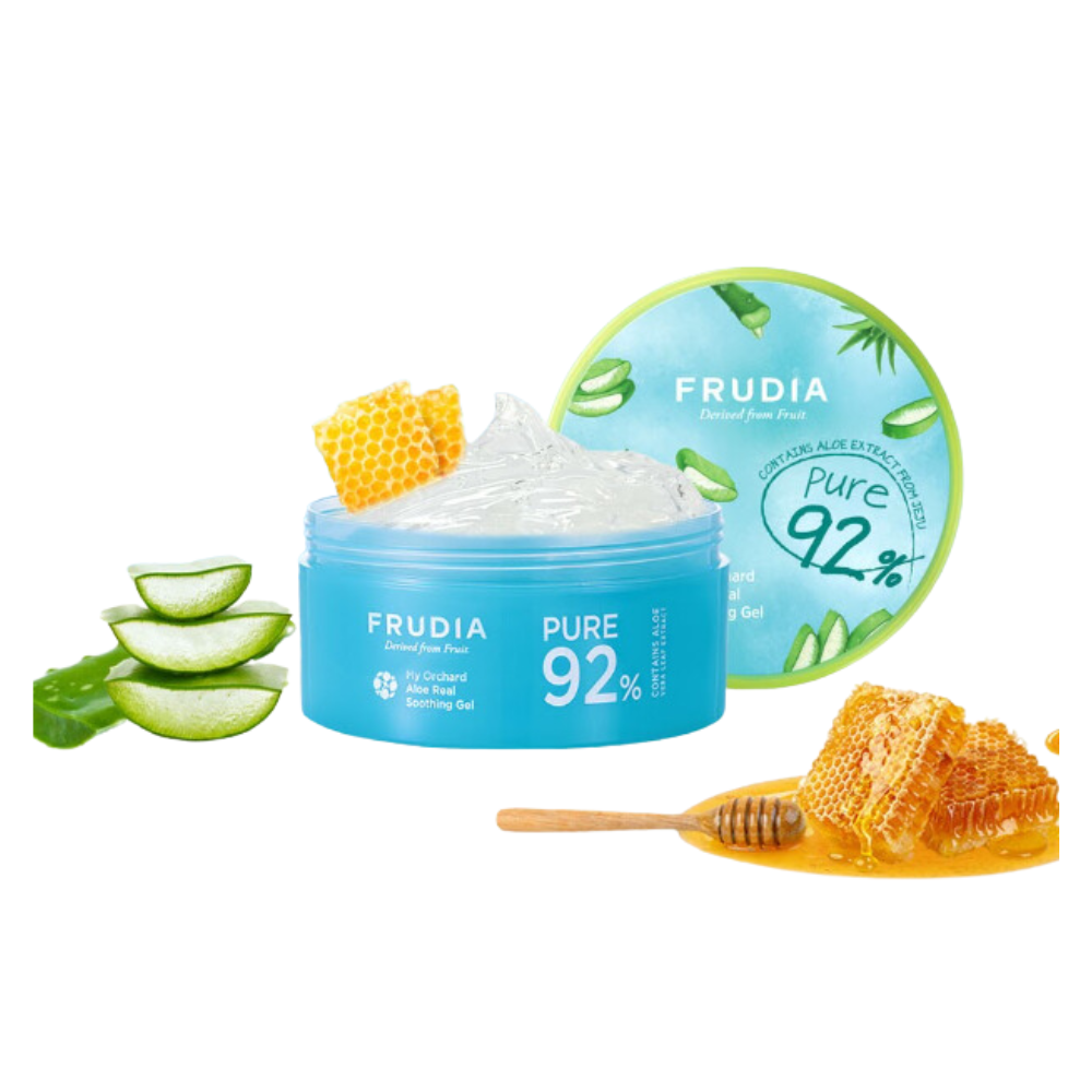 Frudia My Orchard Aloe Real Soothing Gel 300ml face moisturizer with aloe vera for hydrating and calming skin.