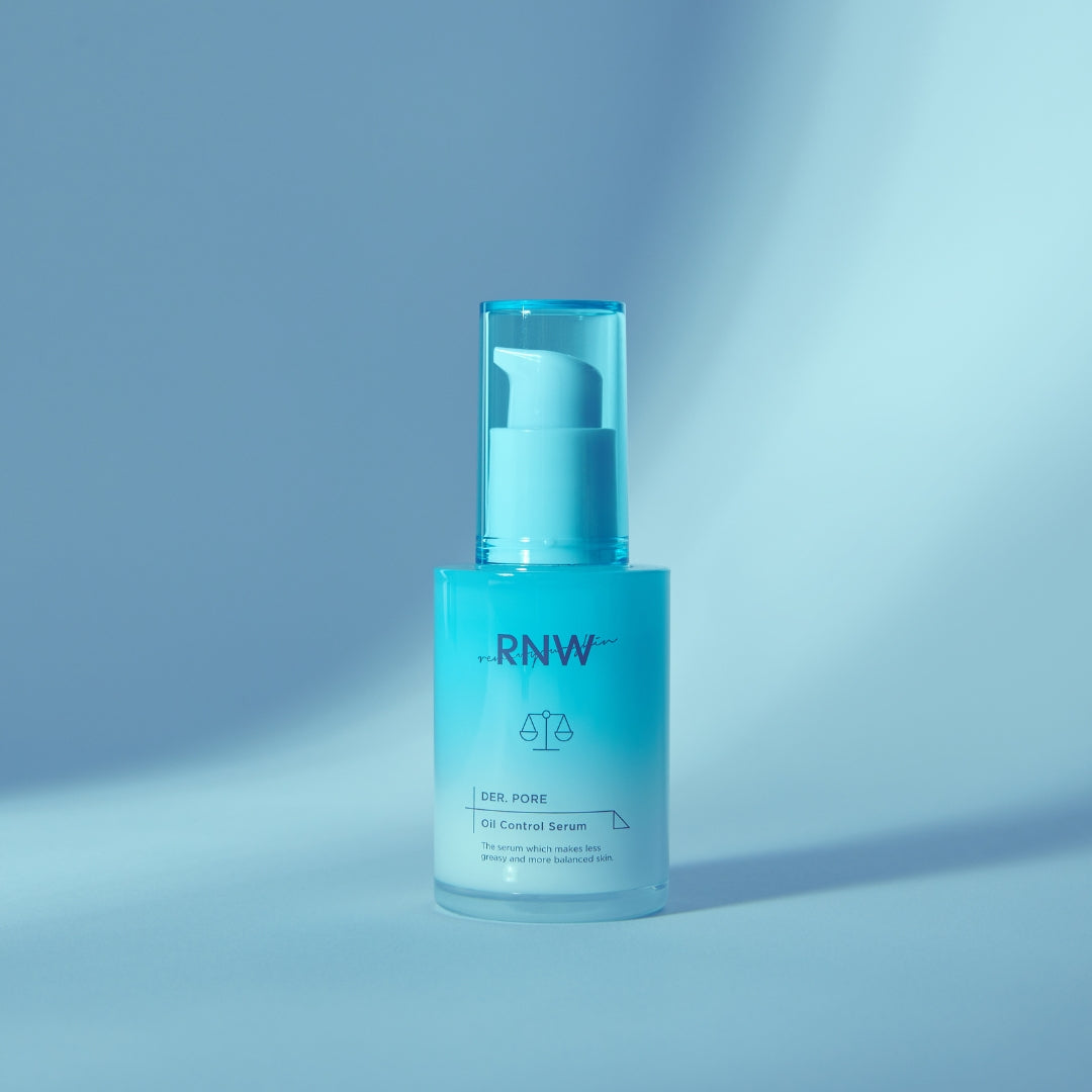 RNW Derma Pore Oil Control Serum 30ml bottle with dropper, designed to reduce oil and minimize pores.