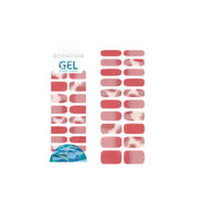Glossy Blossom Rose Blusher gel nail strips on nails featuring a soft pink and rose design for elegant, salon-quality manicures.