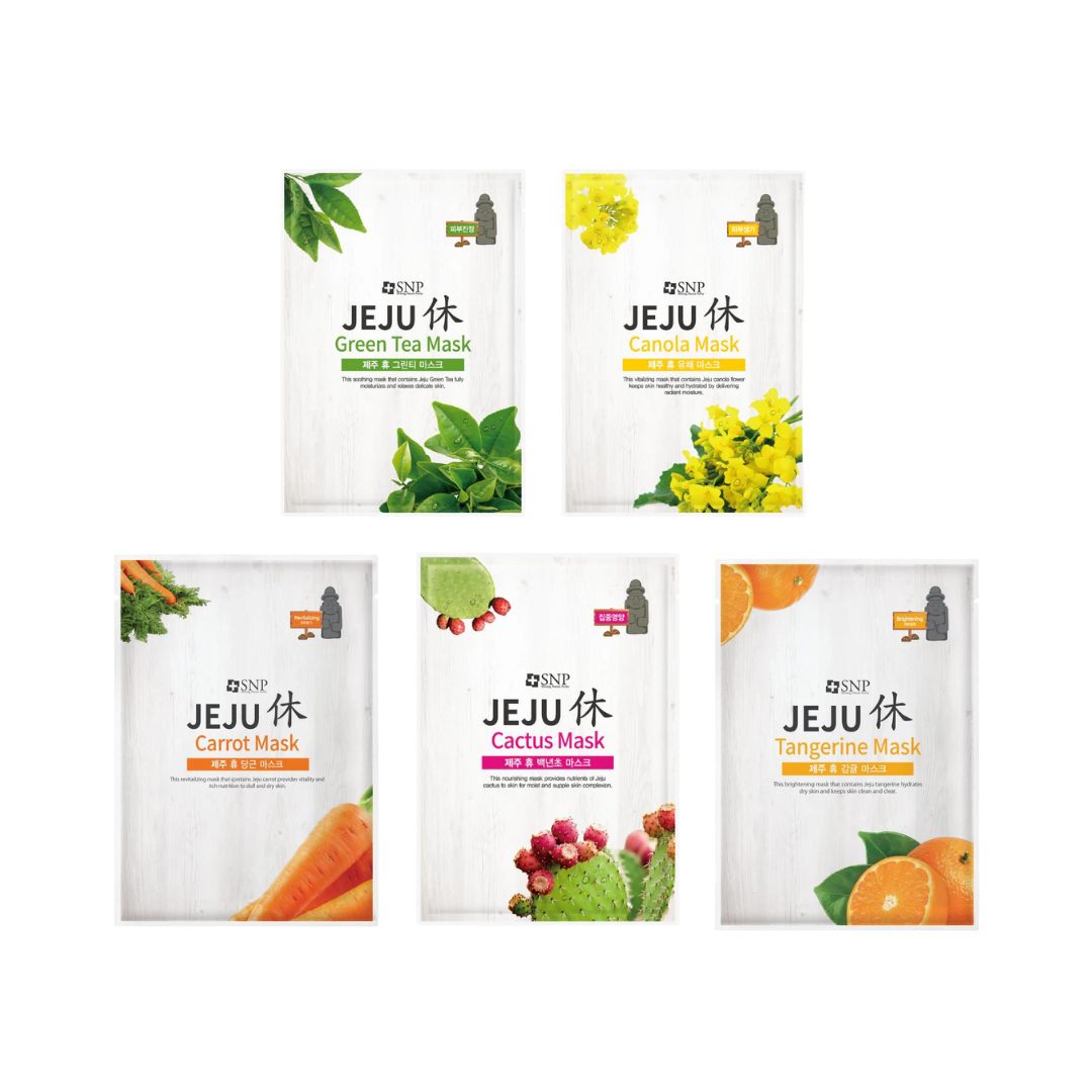 SNP Jeju Rest Mask (Carrot + Tangerine  + Green Tea + Canola + Cactus) 20pcs - Shop K-Beauty in Australia