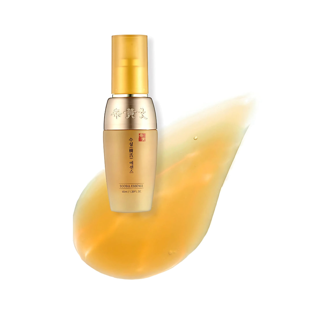 Soosul Essence 40ml bottle, clear skincare essence with white cap, presented in a sleek, minimalist bottle for nourishing skin.