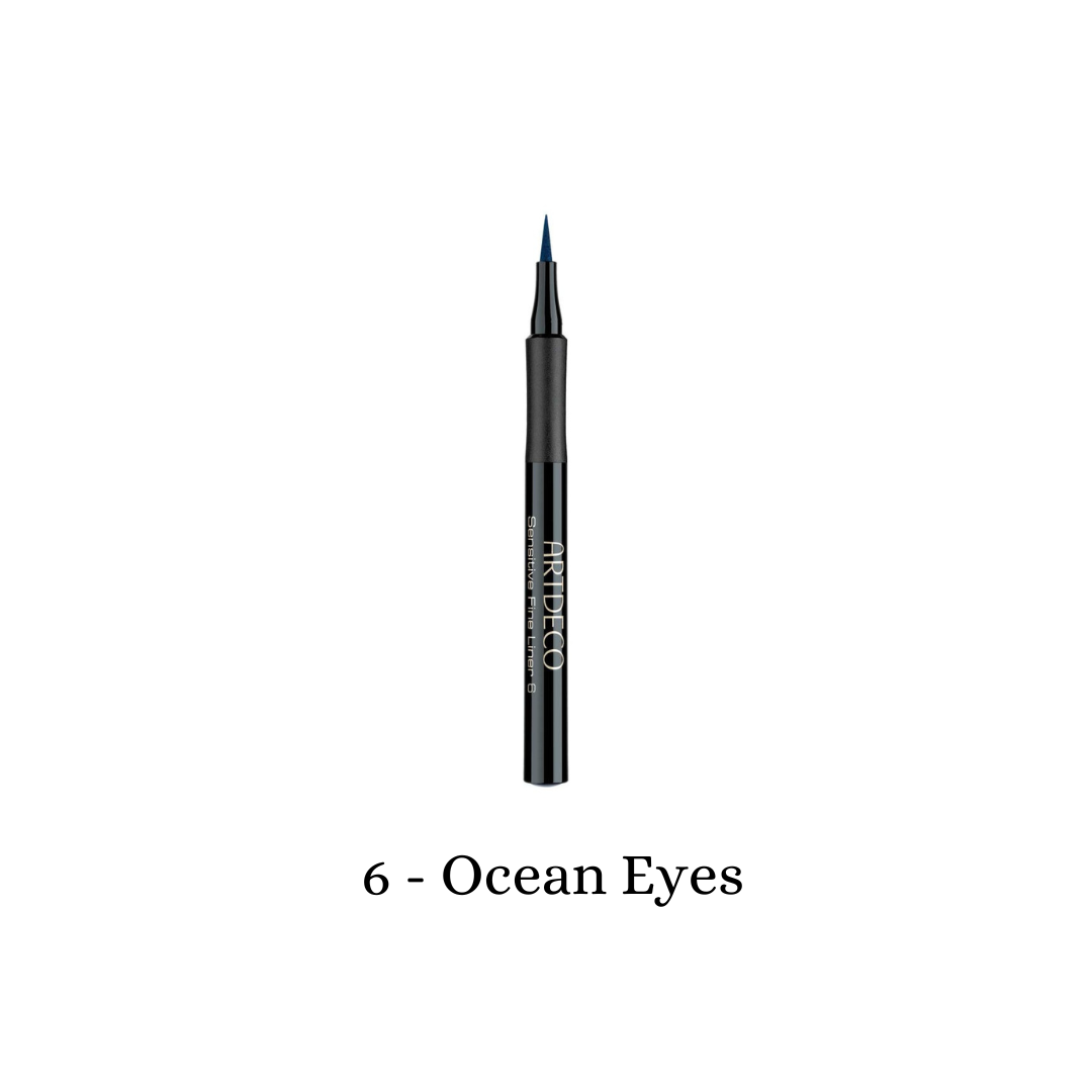 ARTDECO Sensitive Fine Liner liquid eyeline with precise tip, shown in ocean eyes color for delicate, detailed eye makeup.