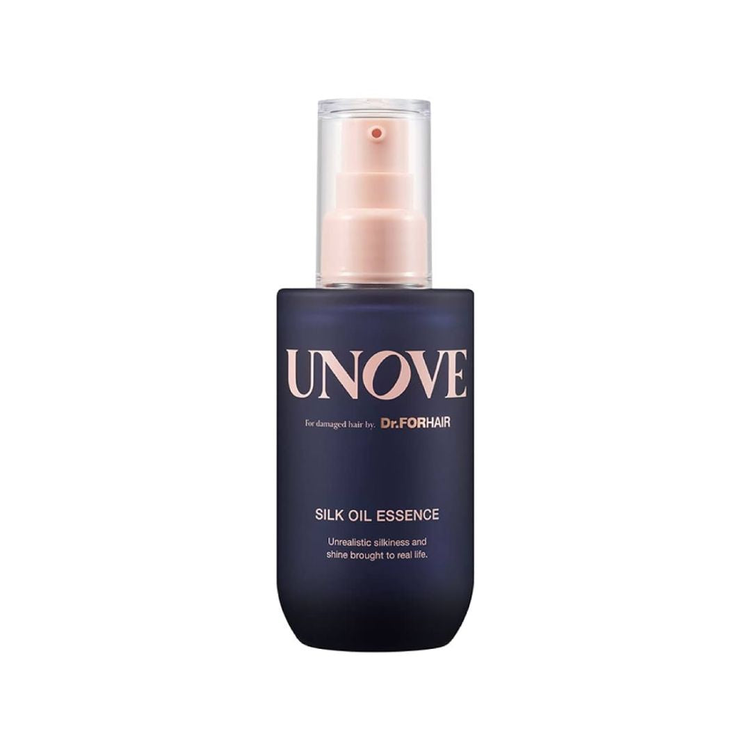 UNOVE Silk Oil Essence 70ml conditioner and treatment bottle with a sleek design, ideal for nourishing hair.