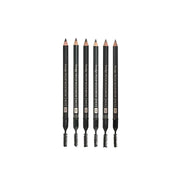 Missha smudgeproof wood eyebrow pencil with five color options, designed for natural, precise eyebrow application.