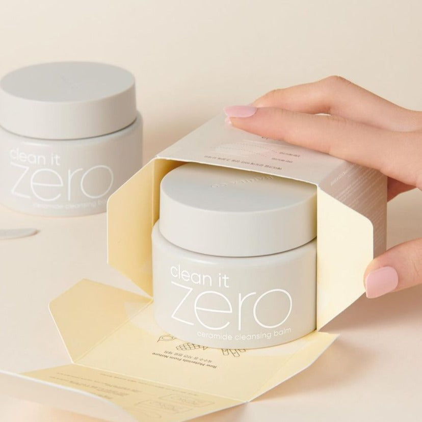 Banila Co Clean It Zero Cleansing Balm with Ceramide in 100ml jar, showing the creamy balm texture on a white background.