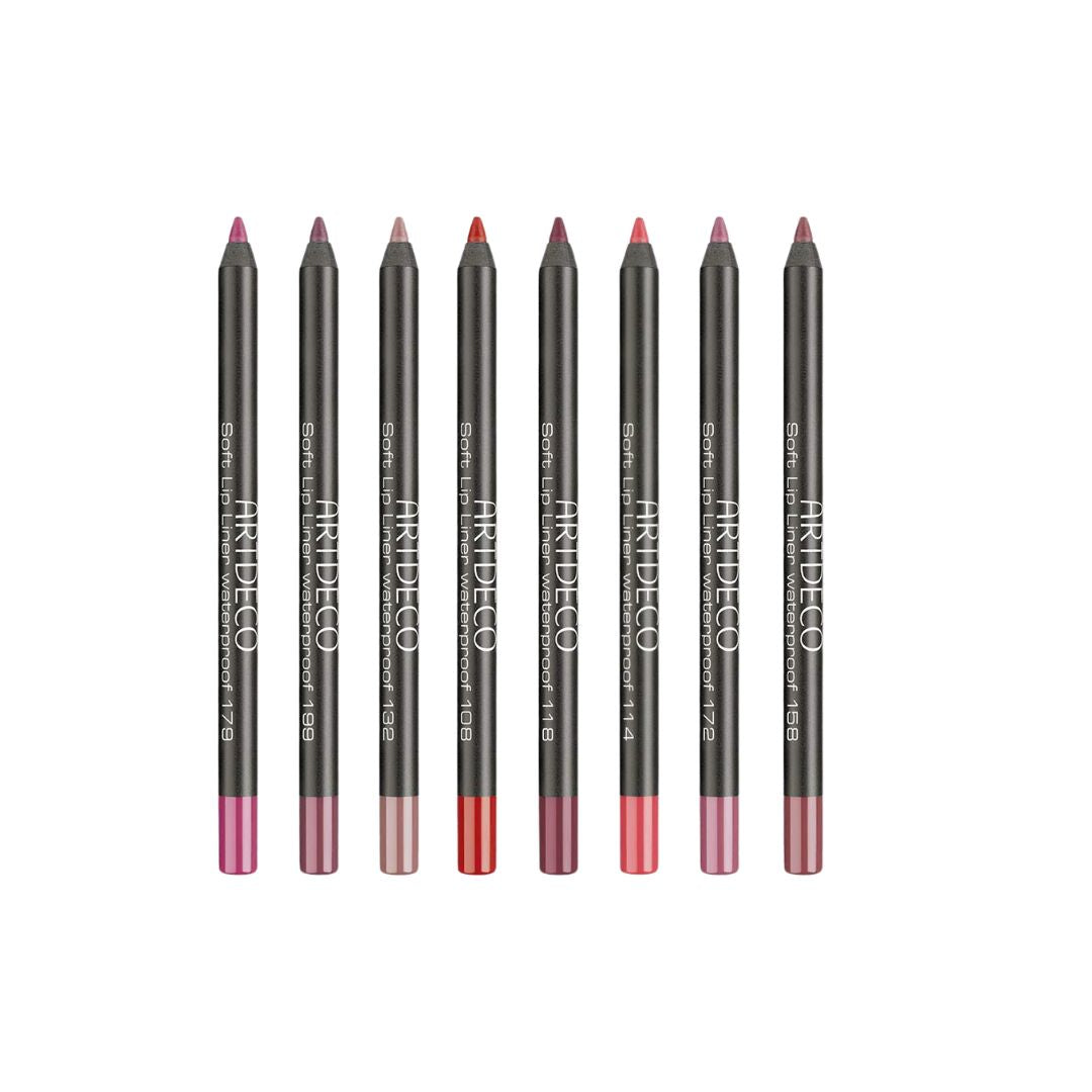 ARTDECO waterproof soft lipliner in 17 shades, showcasing creamy texture and precise application for defined lips.