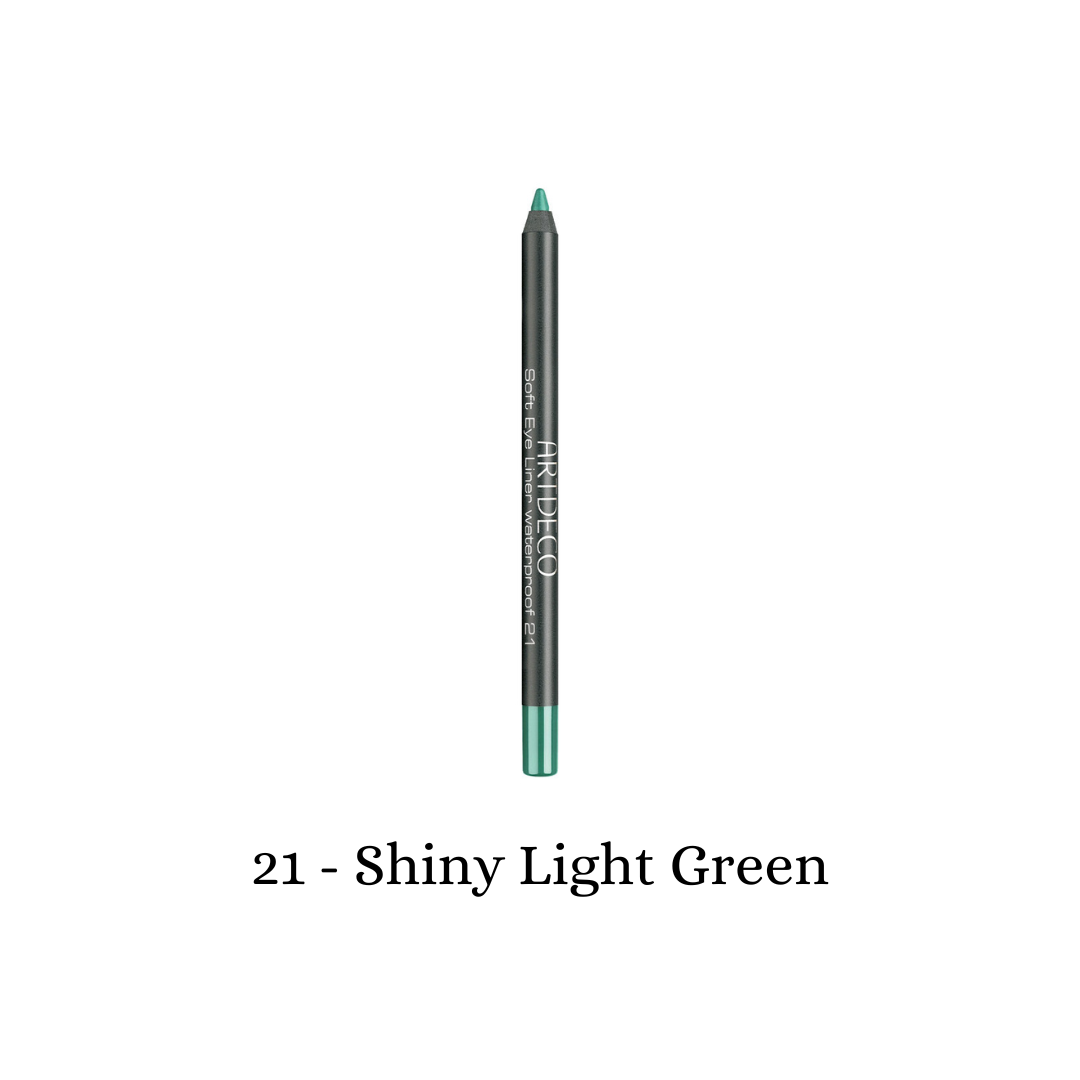 ARTDECO waterproof gel eyeliner in a shiny light green shade, showcasing its smooth, soft texture and vibrant color.