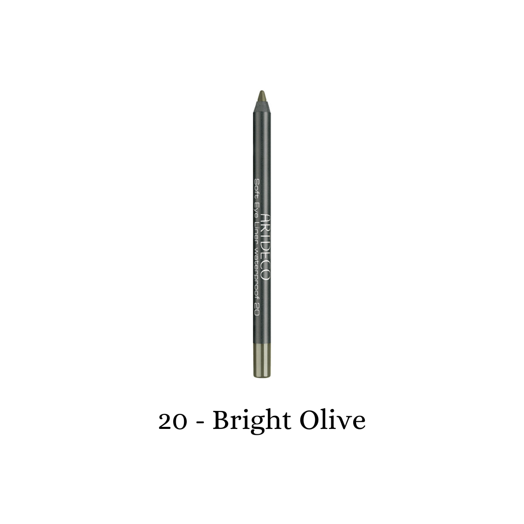 ARTDECO waterproof gel eyeliner in bright olive shade, smooth application with soft, blendable texture for defining eyes.