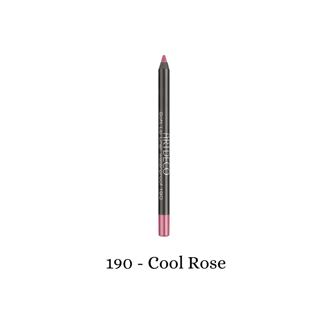 ARTDECO waterproof soft lip liner in cool rose shade, showing the smooth pencil tip and packaging for precise lip contouring.
