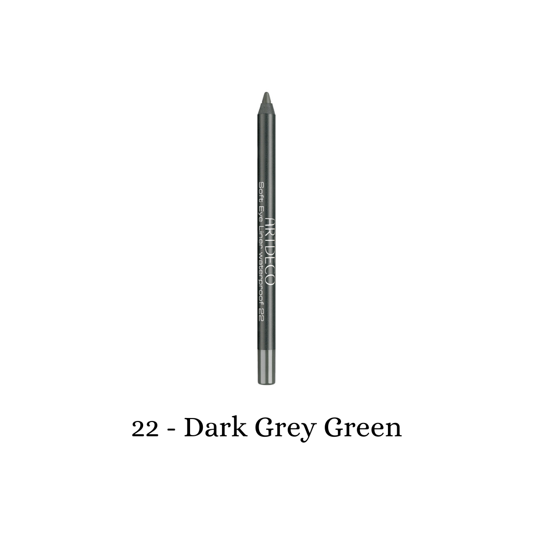 ARTDECO waterproof gel eyeliner in dark grey-green, soft and smooth for precise eye definition and long-lasting wear.