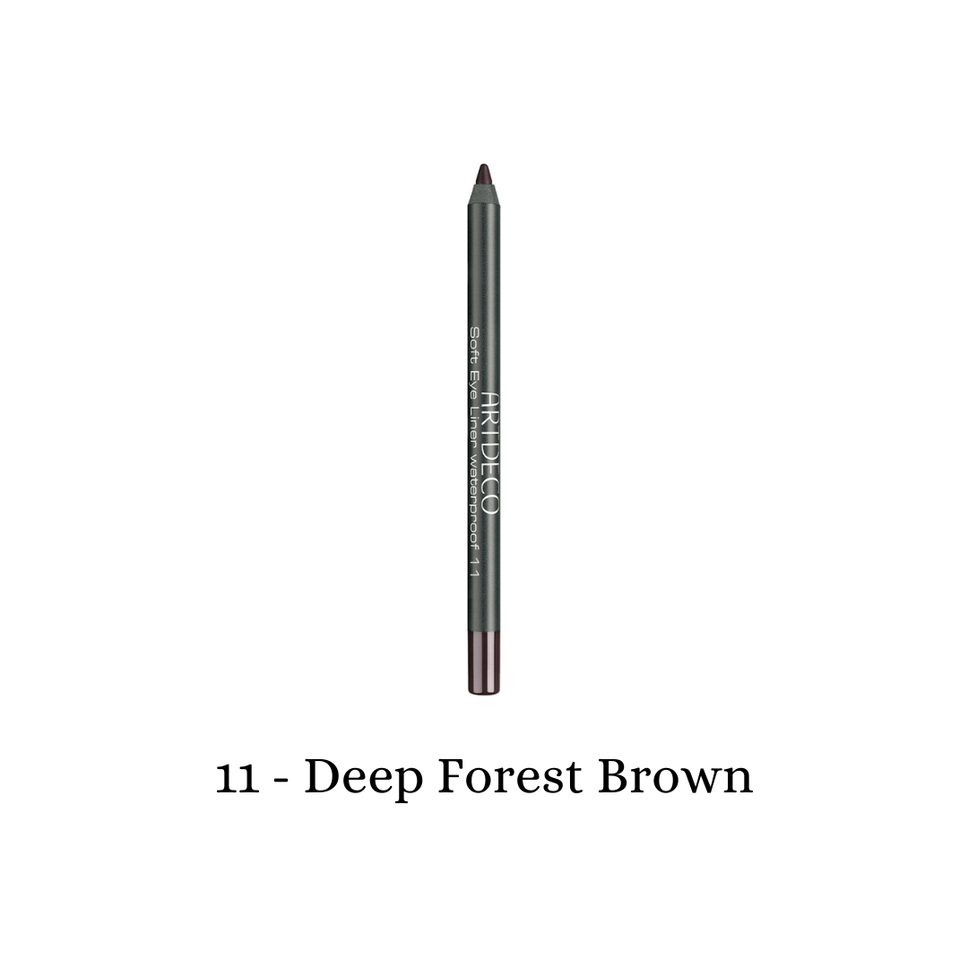 ARTDECO waterproof gel eyeliner in deep forest brown, smoothly applied for precise eye definition and vibrant color.