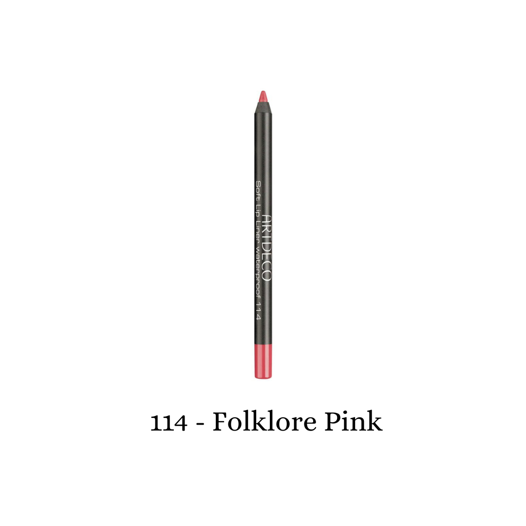 ARTDECO waterproof soft lipliner in folklore pink, smooth pencil with precise tip for defining lips and preventing smudging.