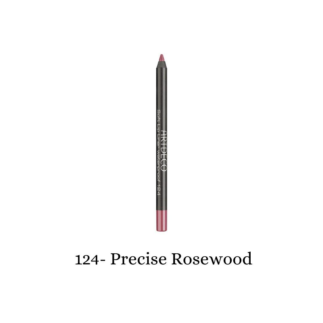 ARTDECO waterproof soft lip liner in precise rosewood shade, shown in a close-up image highlighting its smooth texture and fine tip.