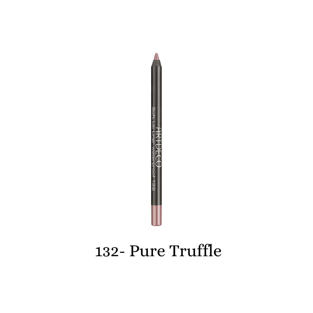 ARTDECO waterproof soft lip liner in pure truffle, showcasing smooth application and natural nude color for defining lips.