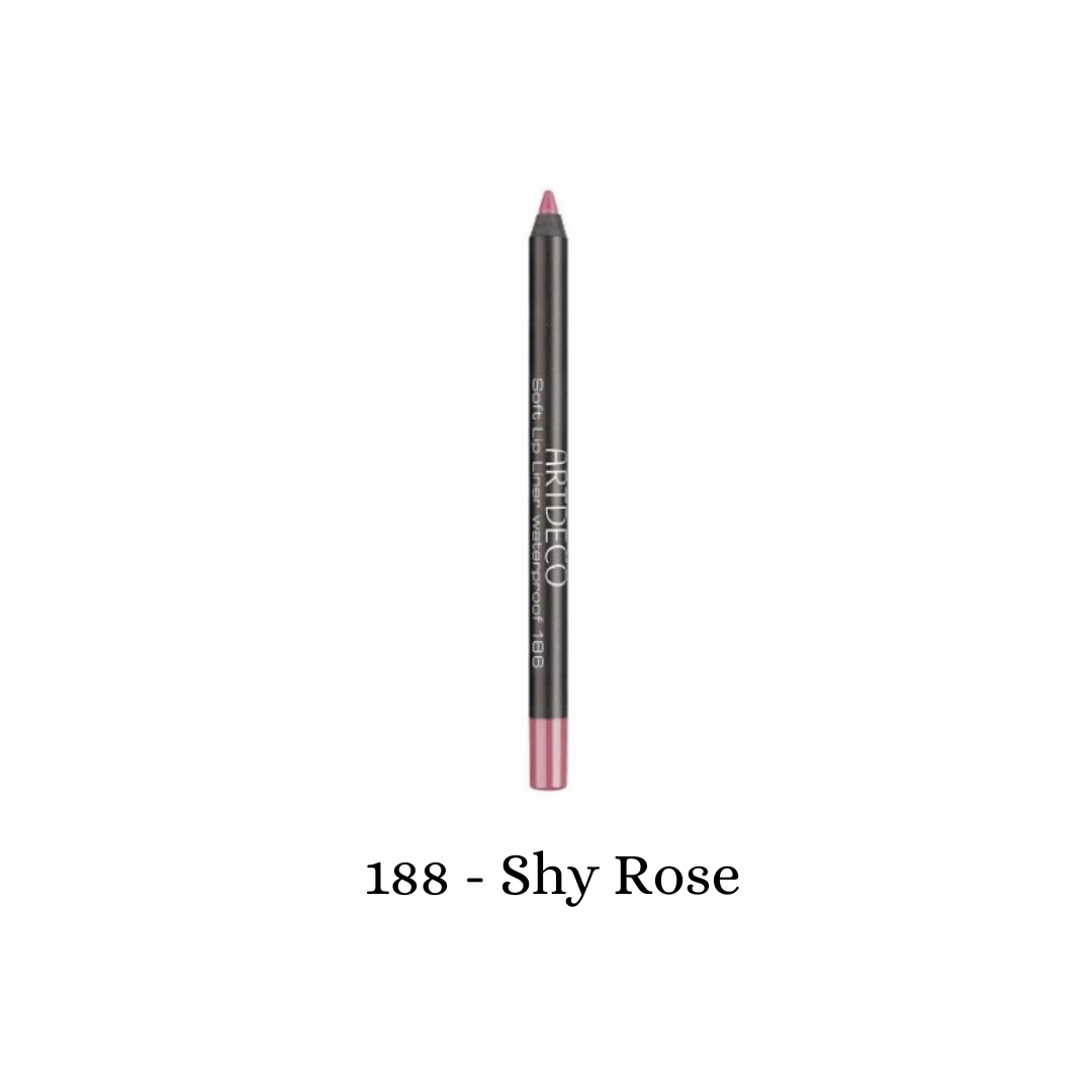 ARTDECO waterproof soft lipliner in shy rose color, showcasing smooth application and precise tip for defining lips naturally.