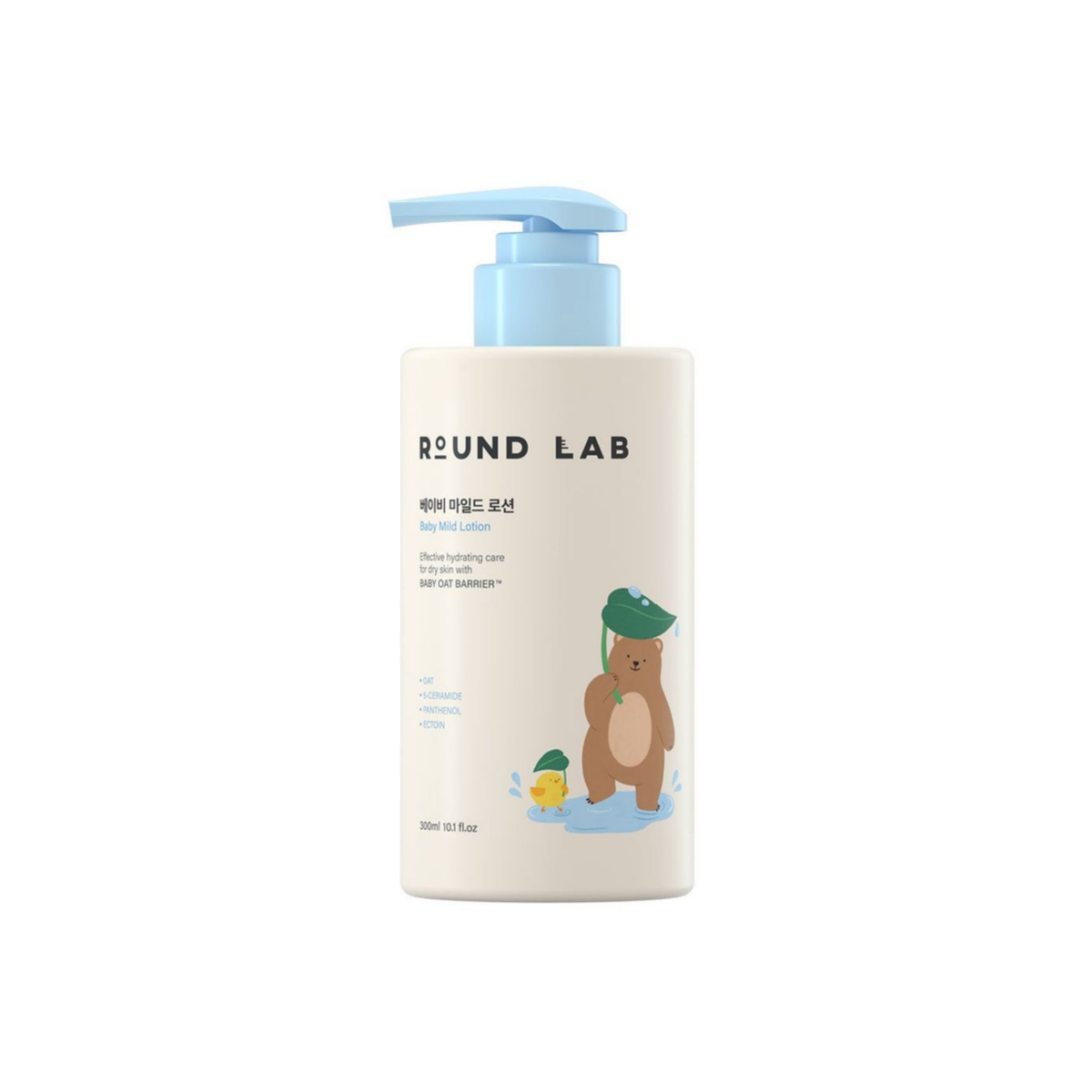 Round Lab Baby Mild Lotion 300ml bottle showing gentle, nourishing body lotion designed for sensitive baby skin.