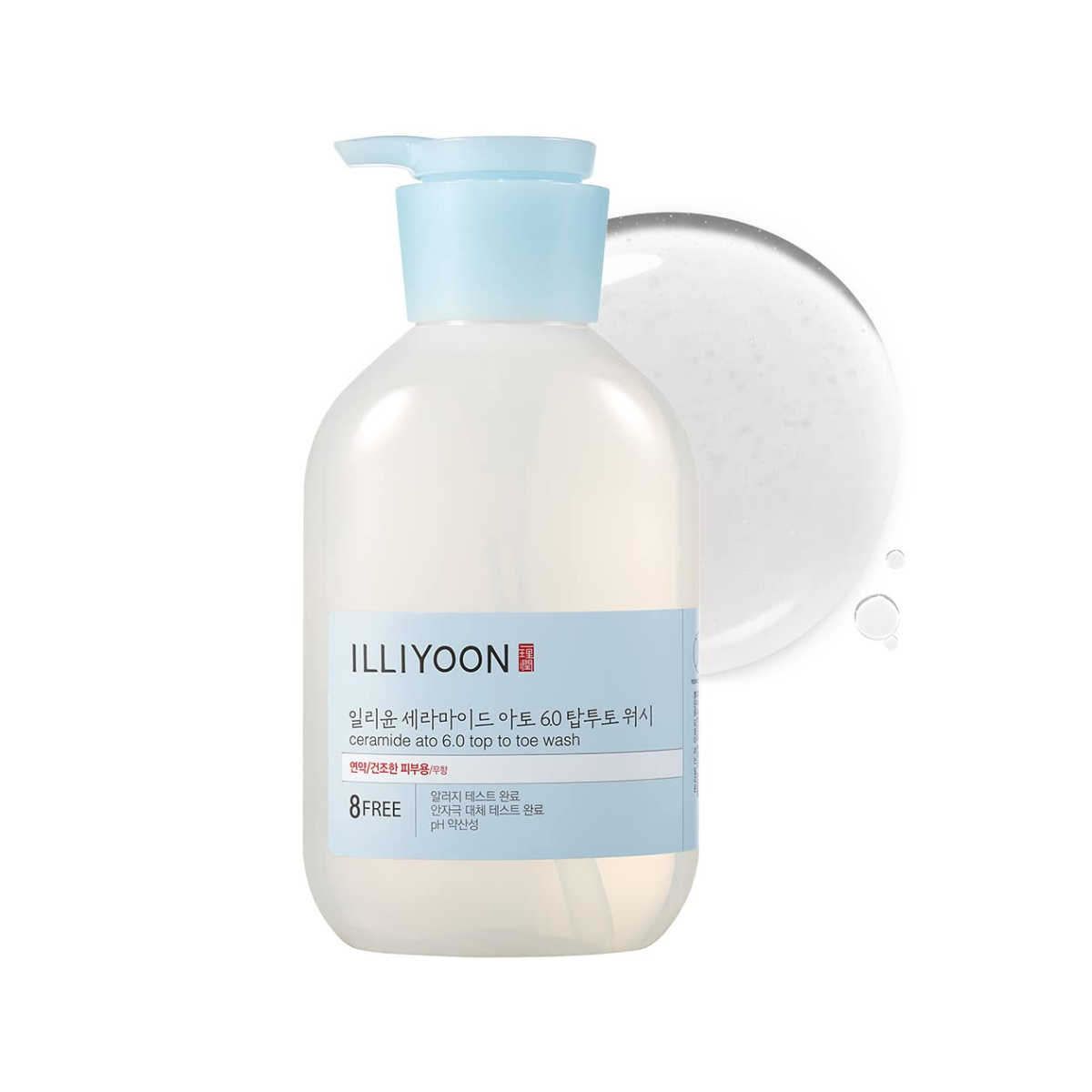 Illiyoon Ceramide Ato 6.0 Top To Toe Wash 500ml bottle, body wash and scrub with gentle, hydrating formula for all-over cleansing.