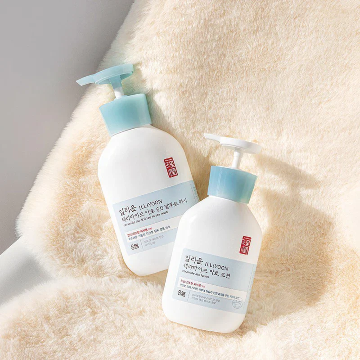 Illiyoon Ceramide Ato 6.0 Top To Toe Wash 500ml body wash and scrub in a square bottle, gentle skincare for all-over cleansing