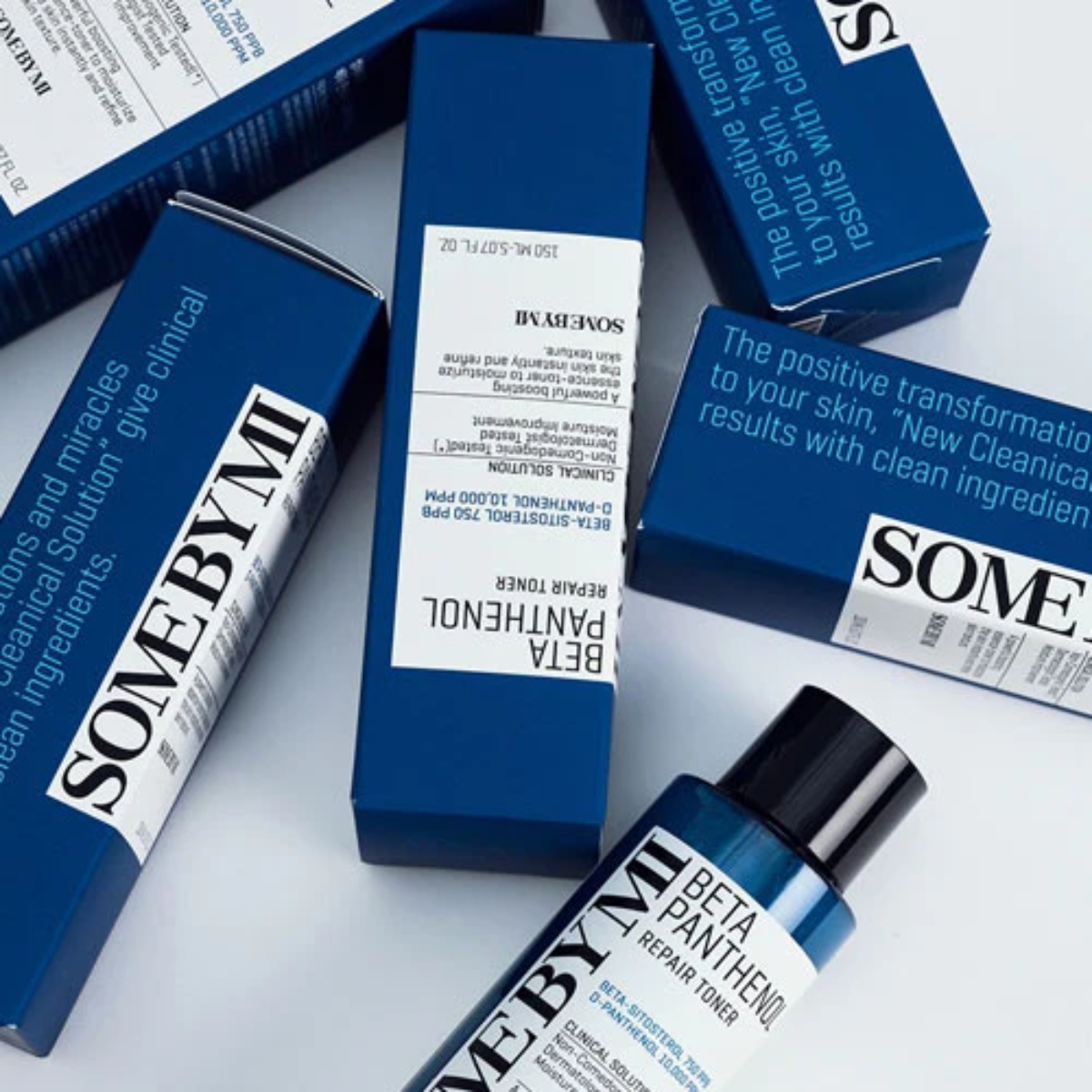 Some By Mi Beta Panthenol Repair Toner in a 150ml bottle, featuring a sleek square-shaped packaging and clear labeling.