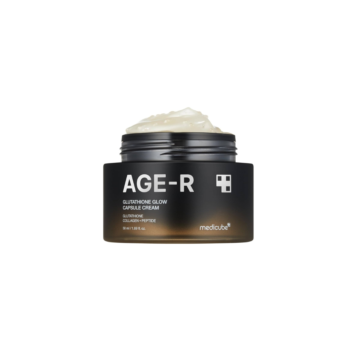 Medicube Age-R Glutathione Glow Capsule Cream face moisturizer in 50ml jar, showcasing the luxurious packaging and smooth cream texture.