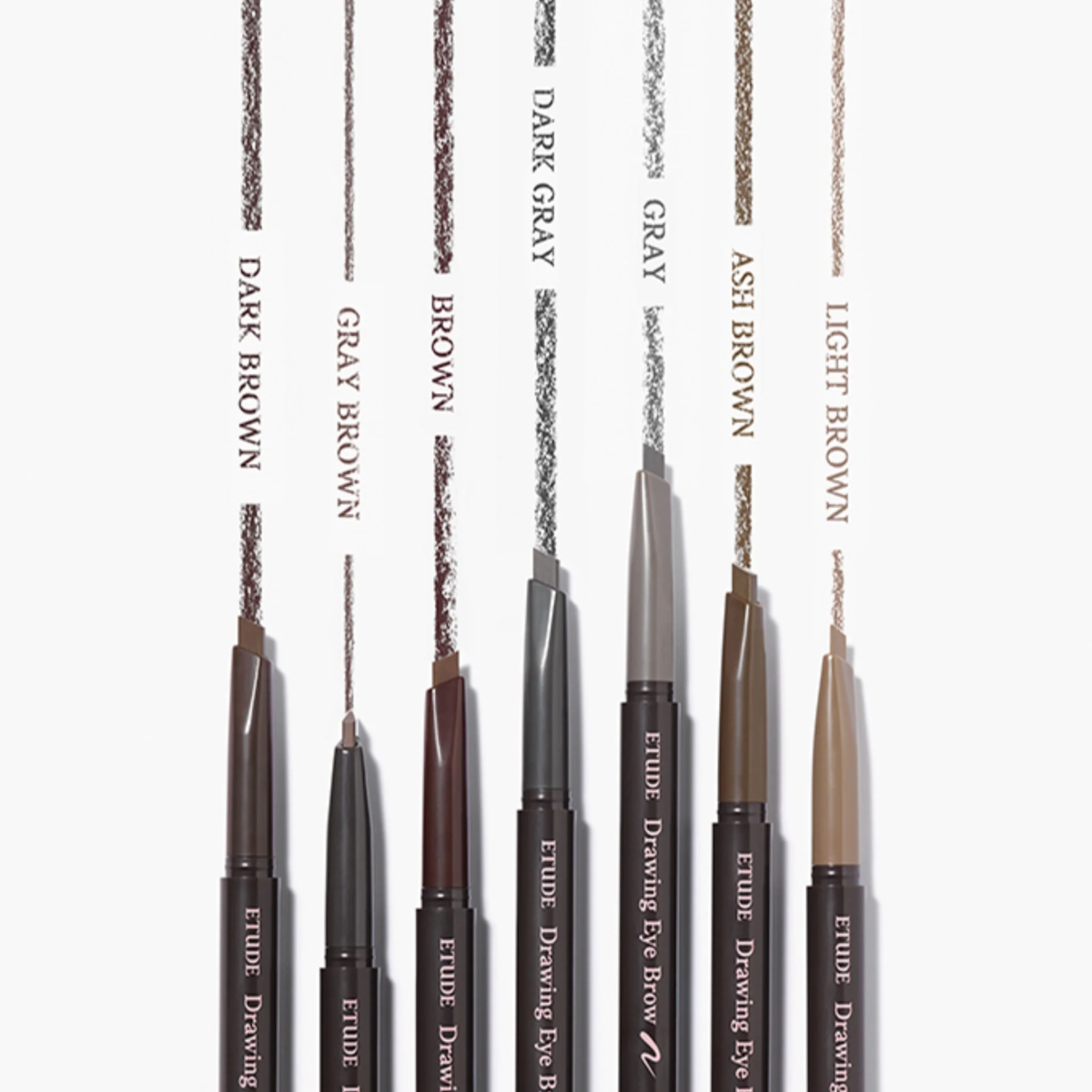 Etude House Drawing Eye Brow eyebrow pencil with natural finish, showing the product's packaging and color options.