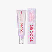 TOCOBO Collagen Brightening Eye Gel Cream in 30ml jar showing smooth, clear gel with a white lid and elegant packaging.