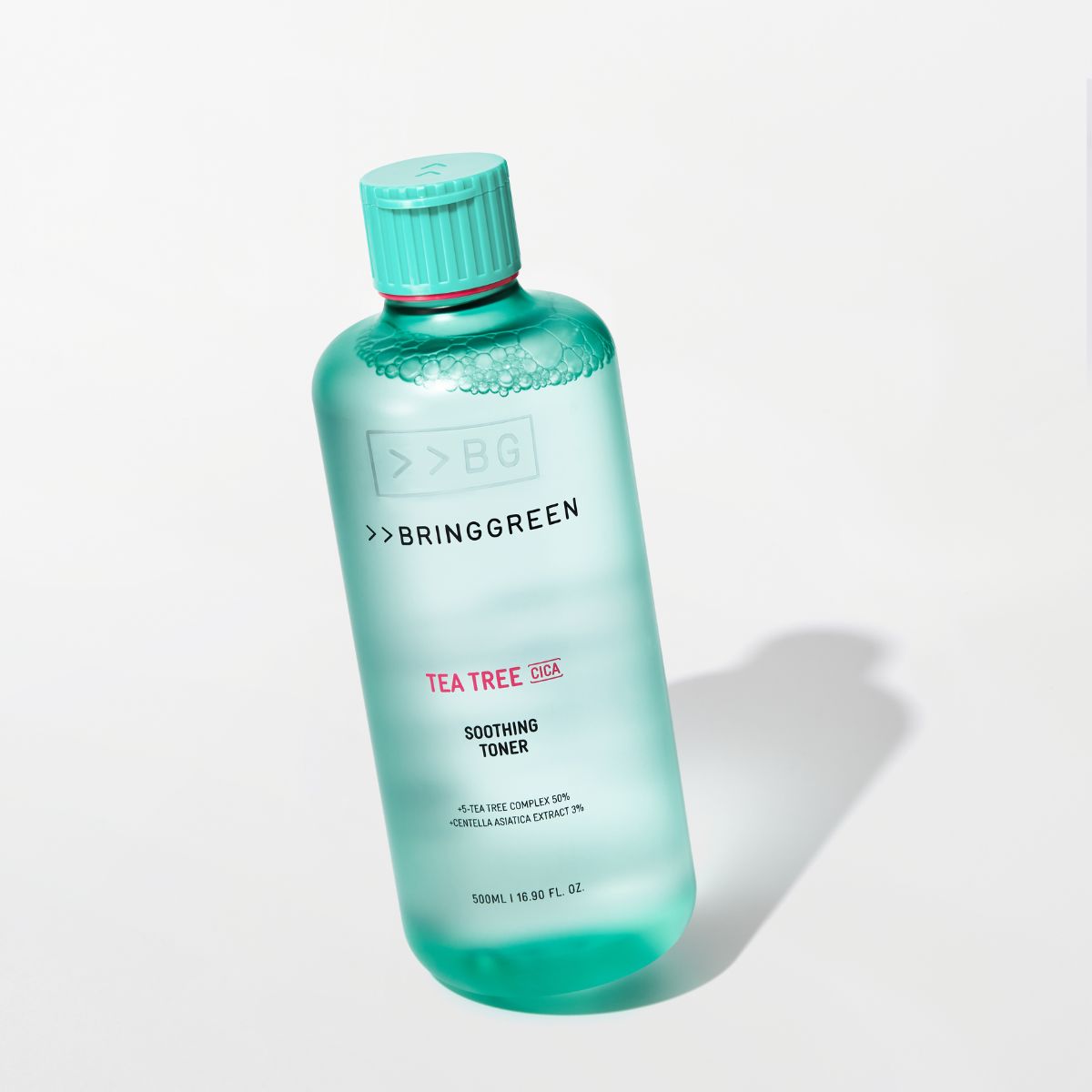 Bring Green Tea Tree Cica Soothing Toner in a 250ml bottle, featuring clear liquid and minimalist label design.
