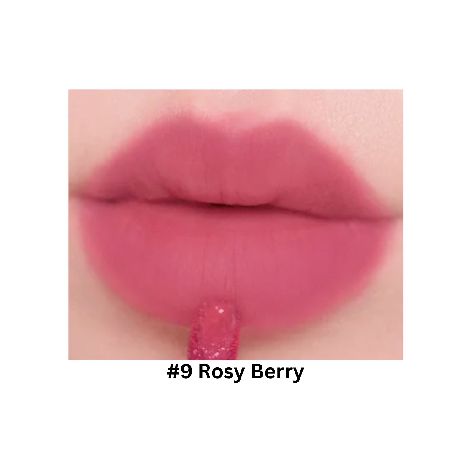 Too Cool For School Dew Blurry Tint Lip Tint in Rosy Berry, featuring a soft, blurred lip look with a natural pink hue.