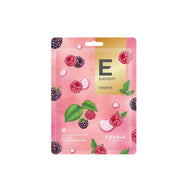 Frudia My Orchard Squeeze Raspberry Vegan Sheet Mask showing a vibrant red sheet mask with raspberry illustrations on packaging.