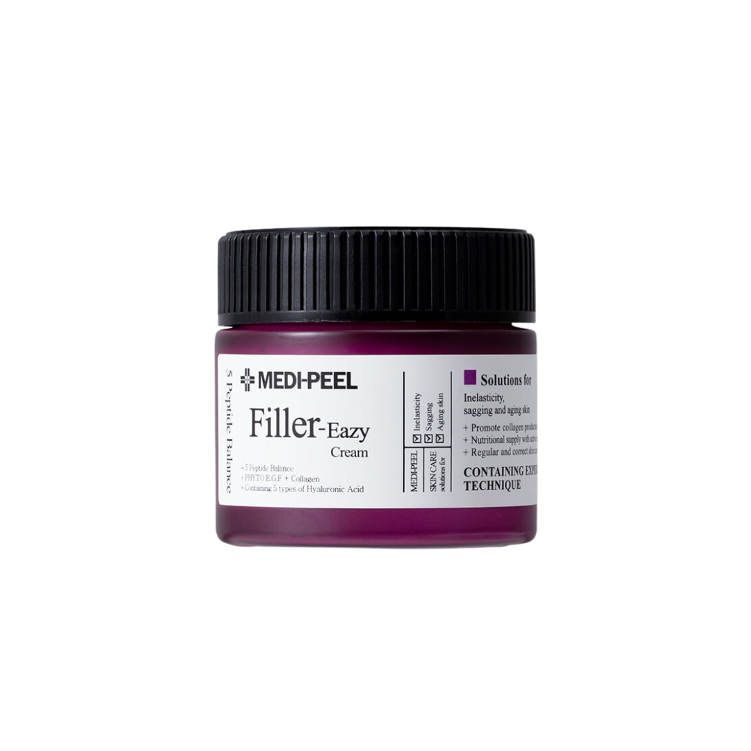 MEDIPEEL+ Eazy Filler Cream 50g facial moisturizer, smooth cream texture for skin hydration and revitalization.