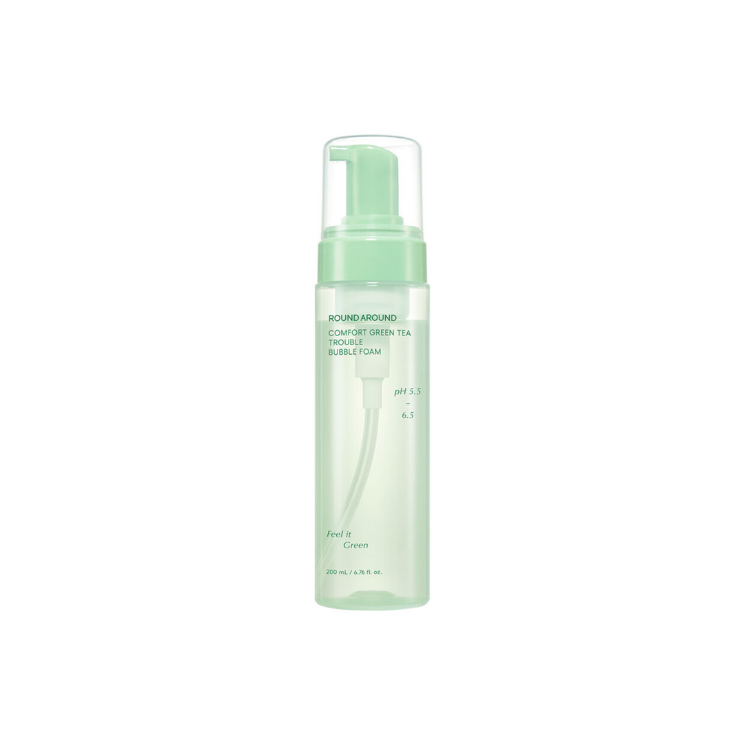 ROUND A’ROUND Comfort Green Tea Trouble Bubble Foam 200ml - Shop K-Beauty in Australia