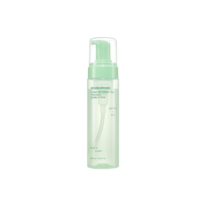 ROUND A’ROUND Comfort Green Tea Trouble Bubble Foam 200ml - Shop K-Beauty in Australia