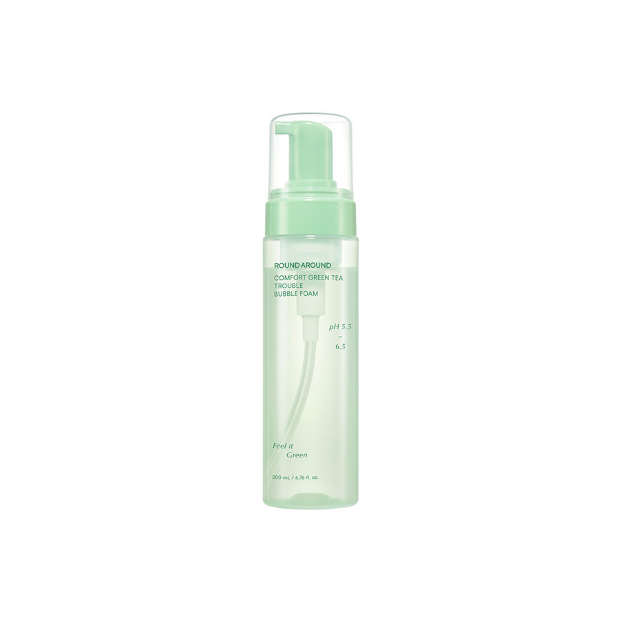 ROUND A’ROUND Comfort Green Tea Trouble Bubble Foam 200ml - Shop K-Beauty in Australia