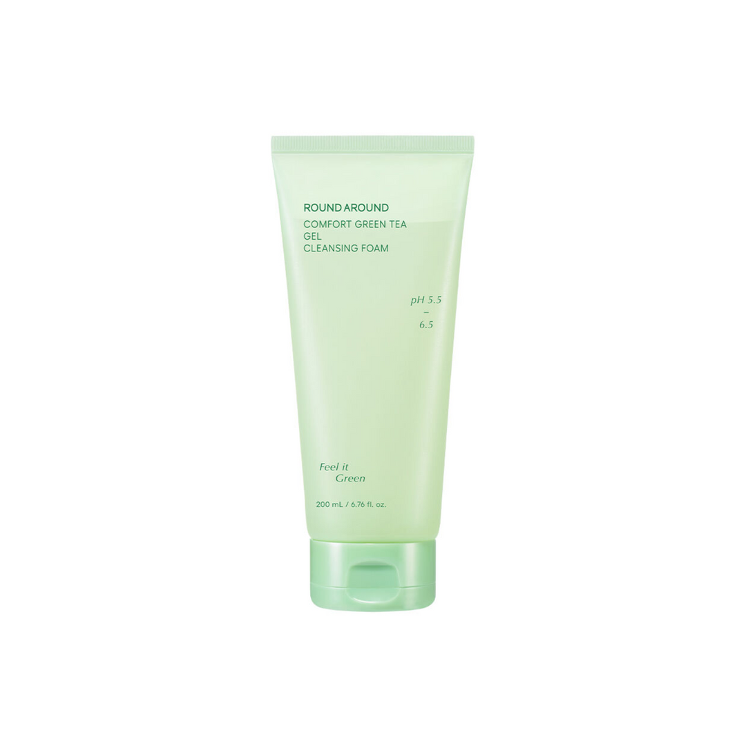 ROUND A’ROUND Comfort Green Tea Gel Cleansing Foam 200ml - Shop K-Beauty in Australia