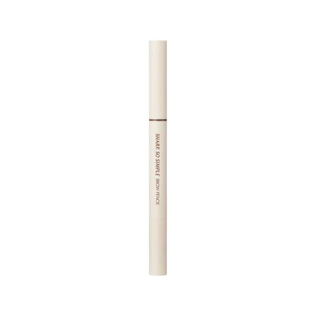 Clio Sharp So Simple Brow Pencil for eyebrows, showing the pencil tip and product packaging with natural brow enhancement features.