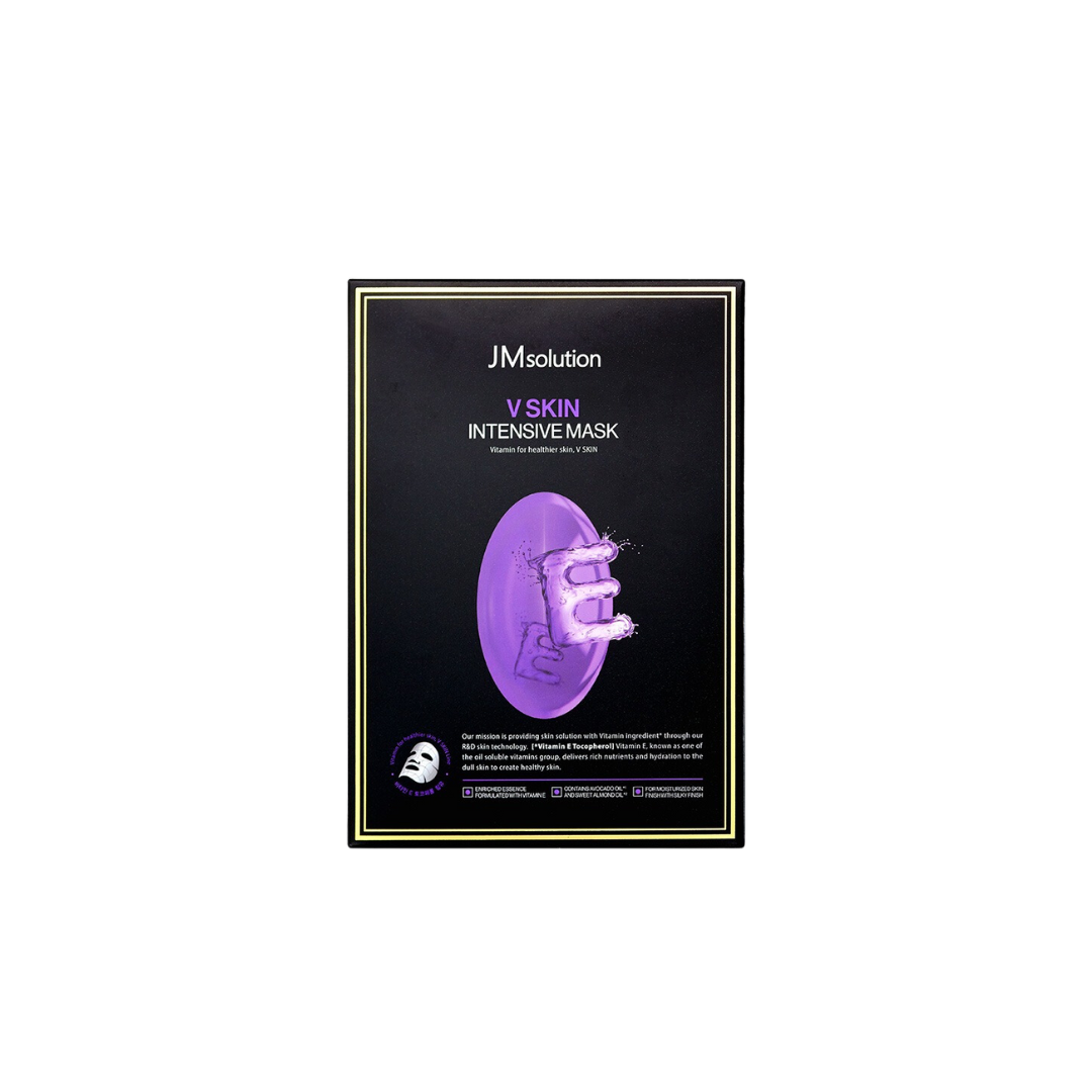 Box of 10 JMsolution V Skin Intensive Sheet Masks for hydrating and revitalizing skin care.