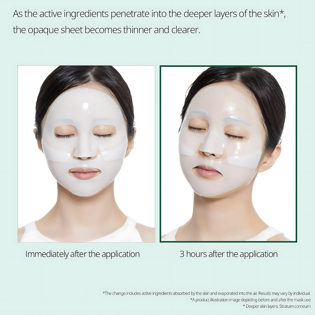 VT Cosmetics Pro Cica Reedle Shot 100 2-Step Hydrogel Mask sheet for soothing and hydrating skin, displayed on a white background.