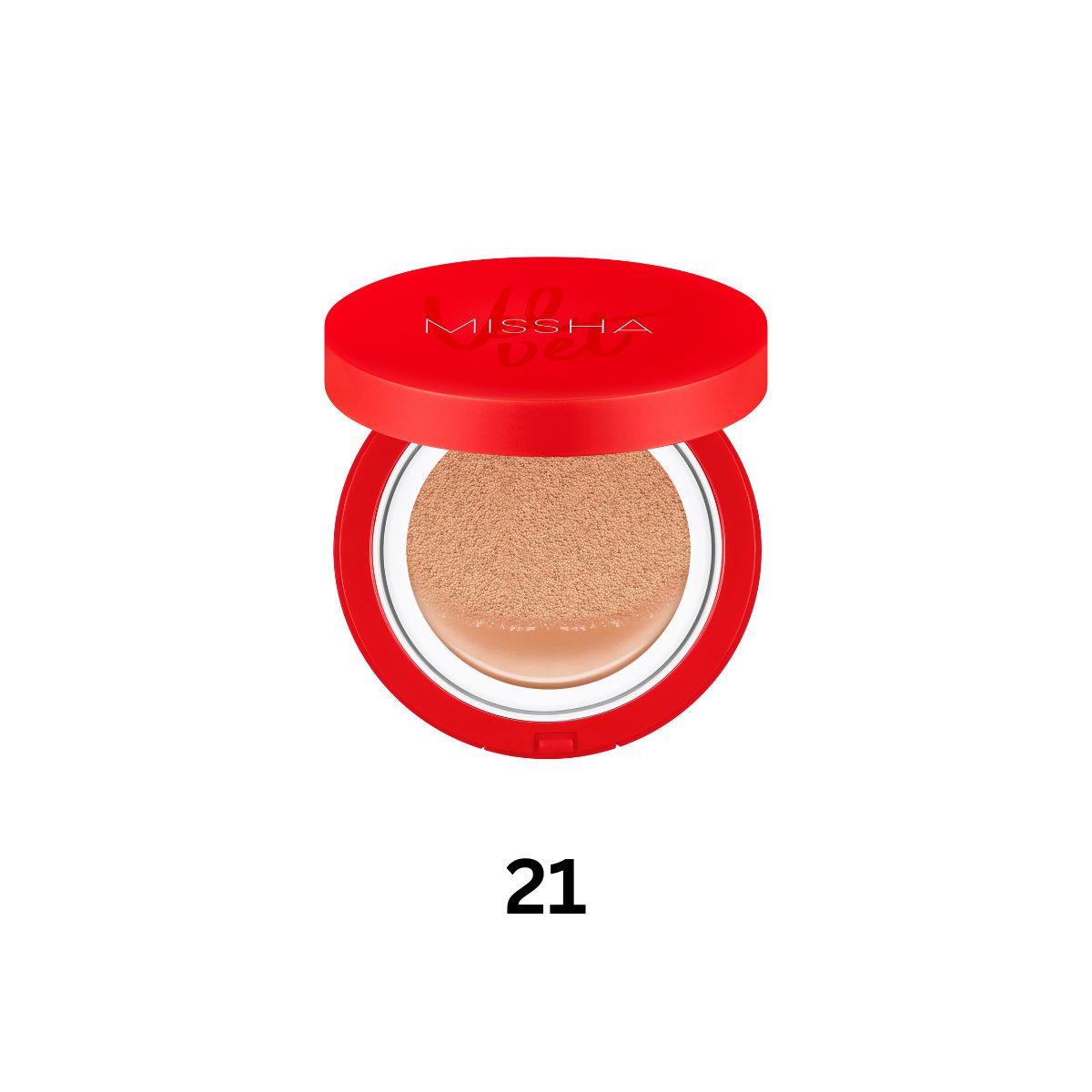 Missha velvet finish cushion foundation with smooth, velvety texture in a compact case, showcasing the product's elegant packaging.