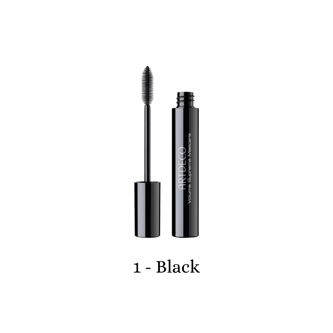 ARTDECO Volume Supreme Mascara with black formula showing thick, volumized lashes on a clean white background.
