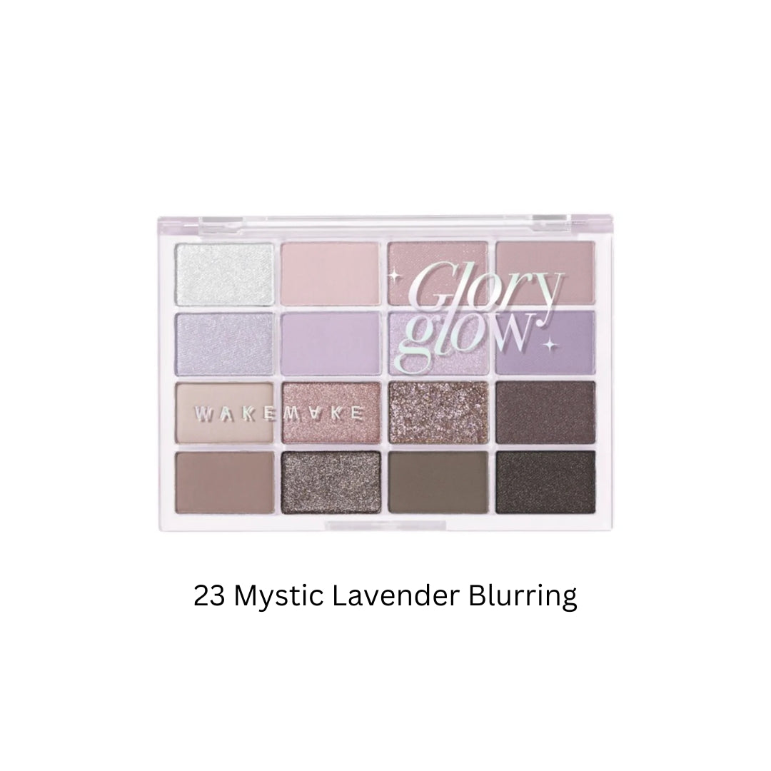 Wakemake Soft Blurring Eye Palette with shades in Mystic Lavender, featuring eyeshadow colors blended for a soft, smoky look.