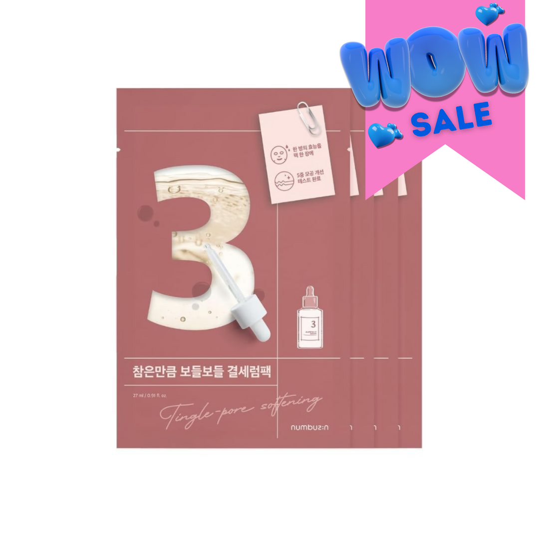 Numbuzin No. 3 Tingle-Pore Softening Sheet Mask 4pcs/box - Shop K-Beauty in Australia