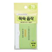 Bring Green Artemisia Oil Control Paper, 70pcs, makeup tool for oil absorption and matte skin finish, shown in a close-up image.