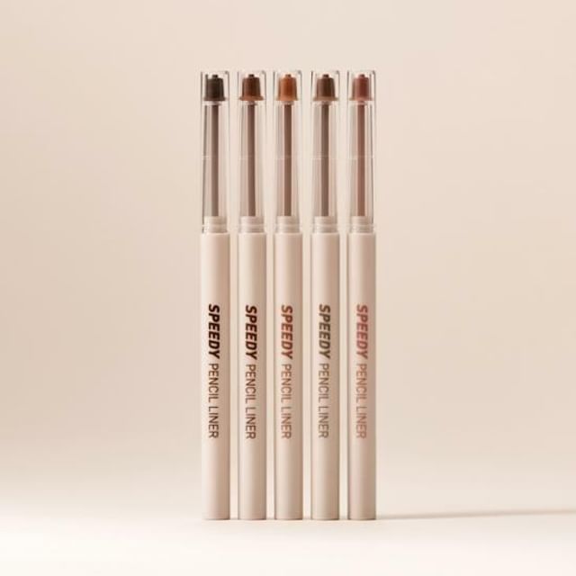 Peripera Speedy Pencil Liner gel eyeliner in black, with a close-up of the pencil tip and smooth texture on the product.