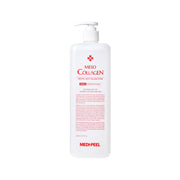 MEDIPEEL+ Meso Collagen Toner 1000ml bottle, clear liquid with a slightly viscous consistency, designed for skincare.