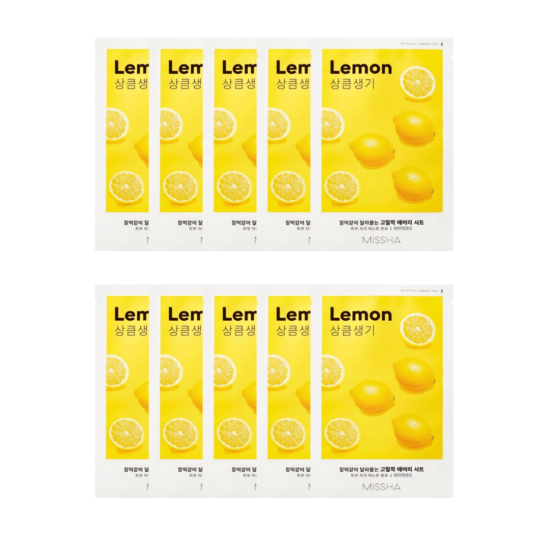 Missha Airy Fit Sheet Mask [Lemon] 10pc Bundle | La Cosmetique