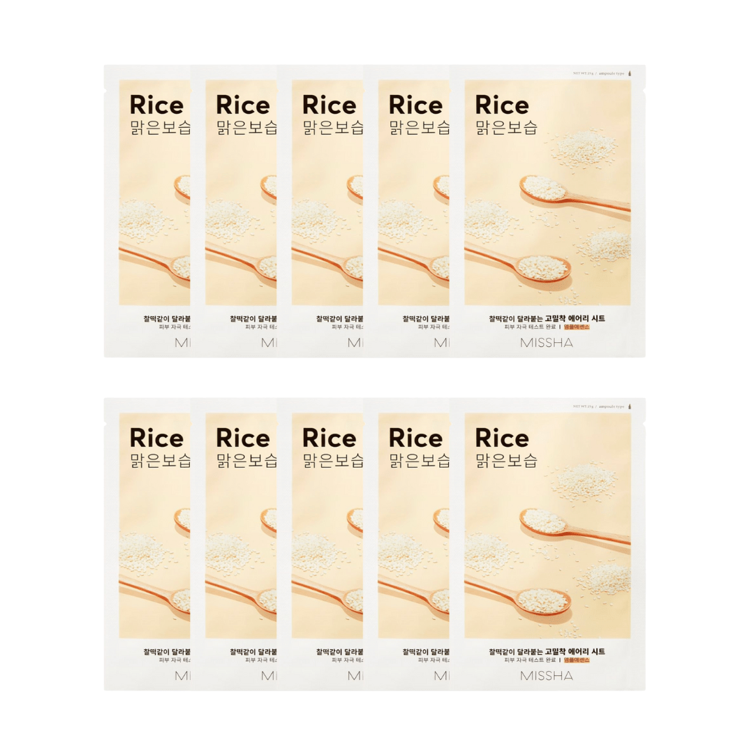 Missha Airy Fit Sheet Mask [Rice] 10pc Bundle | La Cosmetique