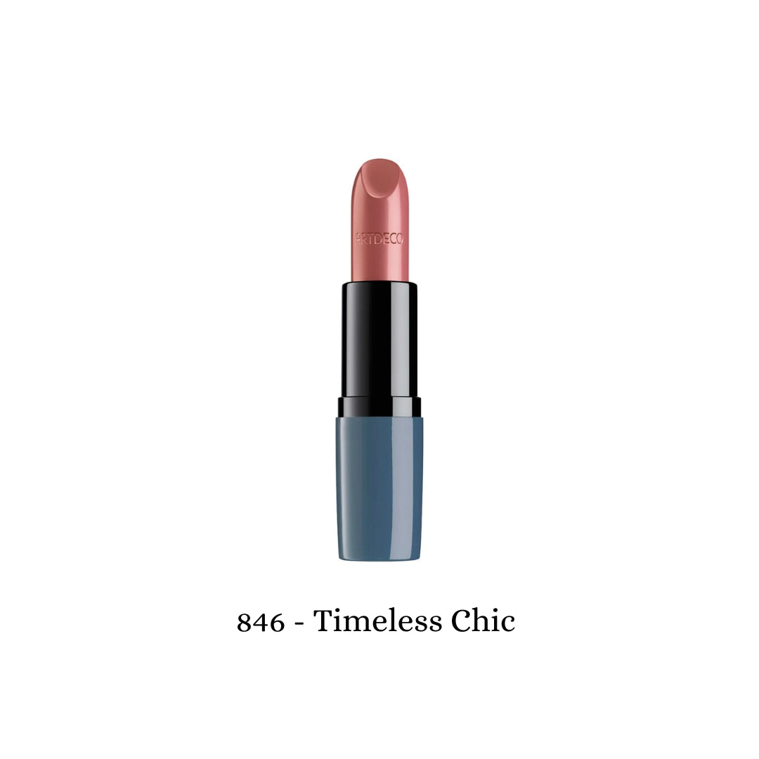 ARTDECO Perfect Color Lipstick in Timeless Chic, showcasing a sleek lipstick tube with rich, vibrant color and elegant packaging.