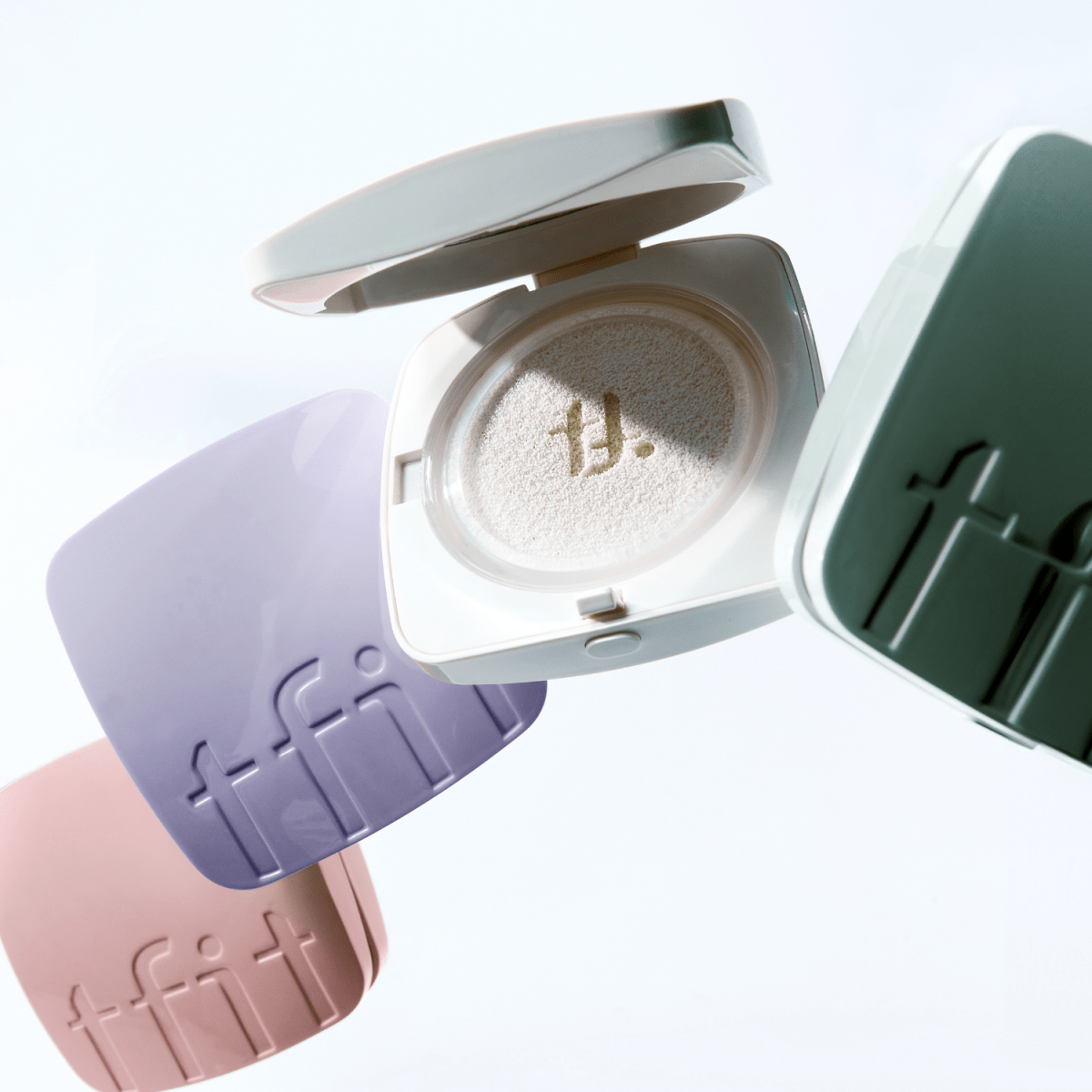 TFIT Base Fit Tone Up Sun Cushion, cushion foundation with SPF, featuring a compact design and natural skin tone coverage.